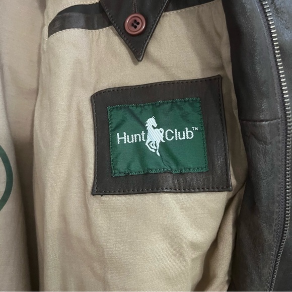 Vintage Hunt Club Leather Jacket Size 46T Brown Soft Leather Full Zip Pockets - Picture 6 of 10